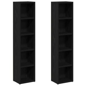 vidaXL 2 db fekete t&ouml;lgy sz&iacute;nű szerelt fa CD-szekr&eacute;ny 21x16x93,5 cm