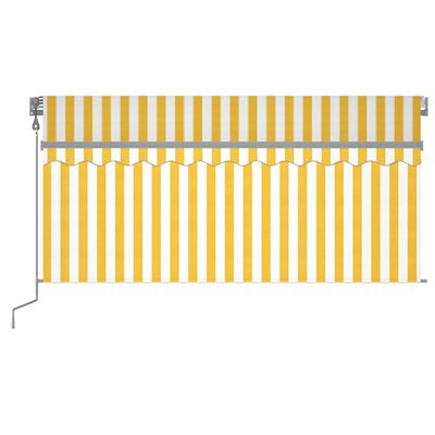 vidaXL sárga-fehér szélérzékelős, LED-es napellenző redőnnyel 3x2,5 m