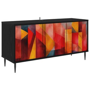 vidaXL TV szekr&eacute;ny HEESCH 102 x 33 x 51 cm Fekete T&ouml;lgy Szerelt Fa