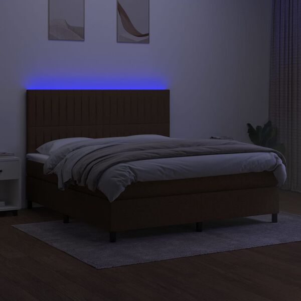 vidaXL barna sz&ouml;vet rug&oacute;s &eacute;s LED-es &aacute;gy matraccal 180 x 200 cm