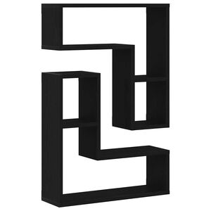 vidaXL Falpolc polcokkal 2 pcs Fekete t&ouml;lgy 50 x 15 x 85 cm Faanyag