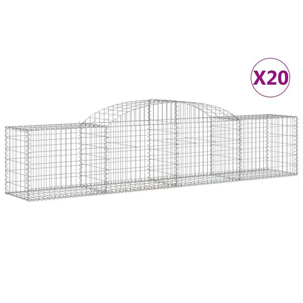 vidaXL 20 db íves horganyzott vas gabion kosár 300x50x60/80 cm