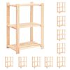 vidaXL 10 db 3-szintes t&ouml;m&ouml;r fenyőfa t&aacute;rol&oacute;polc 150 kg 60 x 38 x 90 cm