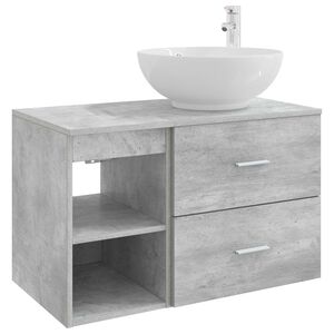 vidaXL F&uuml;rdőszoba b&uacute;tor szett 2 pcs Betonsz&uuml;rke Szerelt Fa