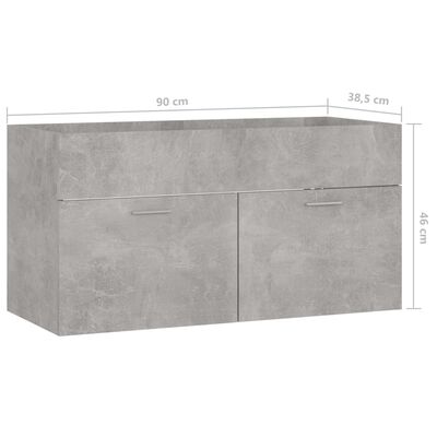 vidaXL betonszürke forgácslap mosdószekrény 90 x 38,5 x 46 cm