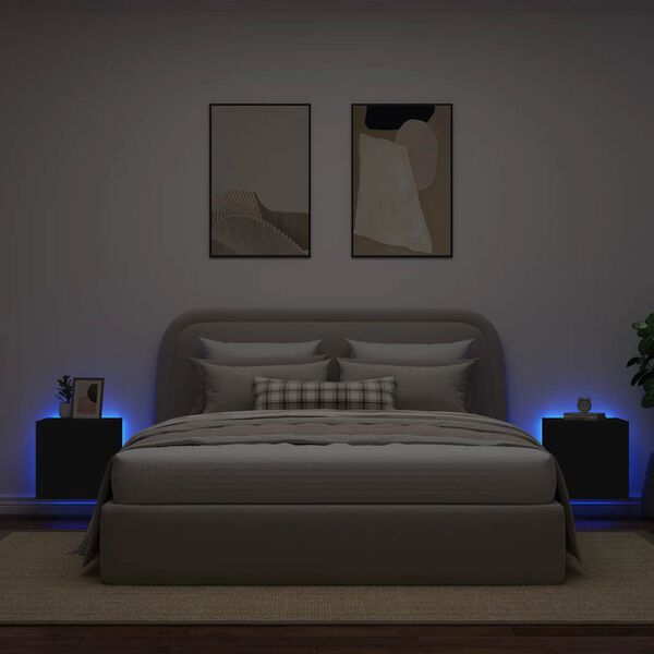vidaXL 2 db fekete fali TV-szekr&eacute;ny LED-vil&aacute;g&iacute;t&aacute;ssal 40,5x35x40 cm
