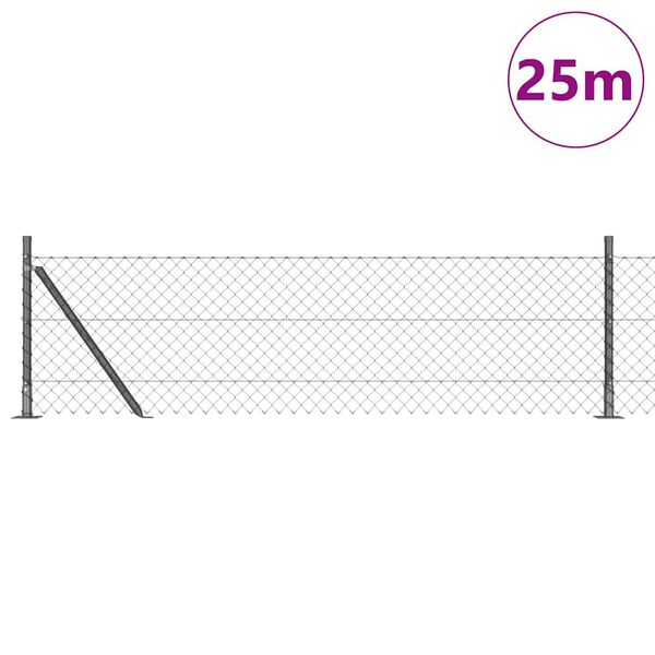 vidaXL Ker&iacute;t&eacute;soszlop Sz&uuml;rke 25 x 0,6 m (40 x 40 mm h&aacute;l&oacute;) Ac&eacute;l &eacute;s PVC