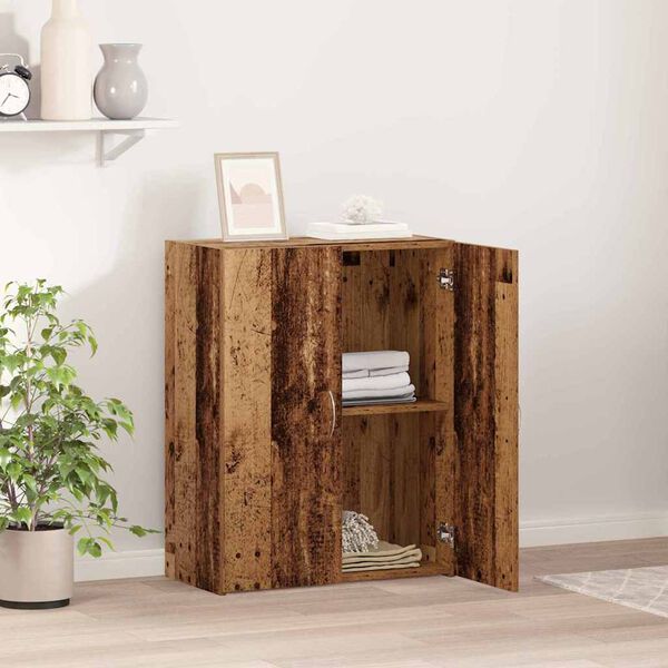 vidaXL Irodai szekr&eacute;ny ajt&oacute;val Fekete t&ouml;lgy 70 x 32 x 77.5 cm Faanyag