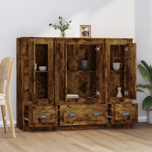 vidaXL 3 db f&uuml;st&ouml;s t&ouml;lgy sz&iacute;nű szerelt fa magasszekr&eacute;ny