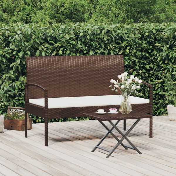 vidaXL barna polyrattan kerti pad p&aacute;rn&aacute;val 105 cm