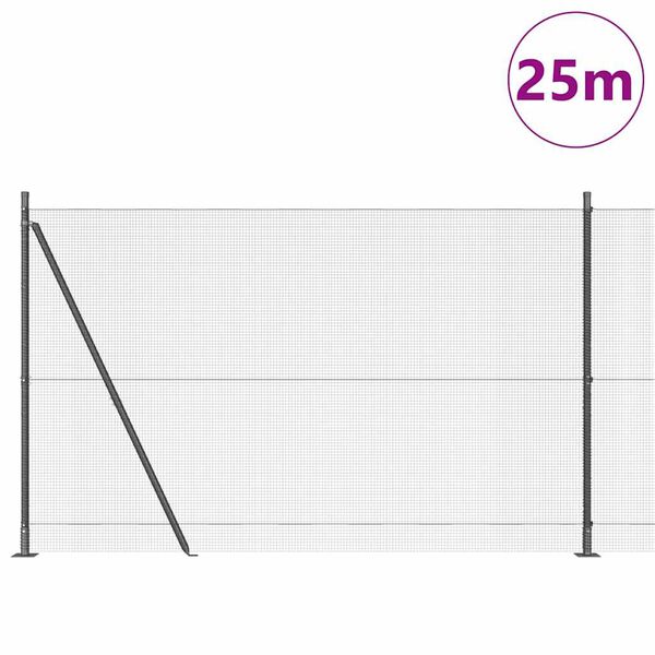 vidaXL Ker&iacute;t&eacute;soszlop Sz&uuml;rke 25 x 1,6 m (12 x 12 mm h&aacute;l&oacute;) Ac&eacute;l &eacute;s PVC