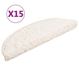 vidaXL 15 db feh&eacute;r, f&eacute;lk&ouml;r alak&uacute; l&eacute;pcsőszőnyeg 56 x 17 x 3 cm