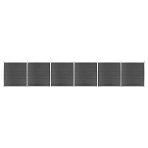 vidaXL fekete WPC ker&iacute;t&eacute;spanelszett 1045 x 186 cm