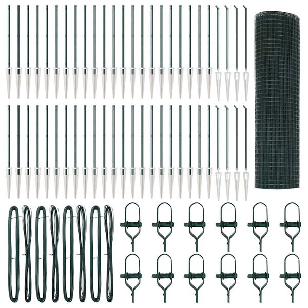 vidaXL Ker&iacute;t&eacute;soszlop Z&ouml;ld 100 x 0,6 m (25 x 25 mm h&aacute;l&oacute;) Ac&eacute;l &eacute;s PVC