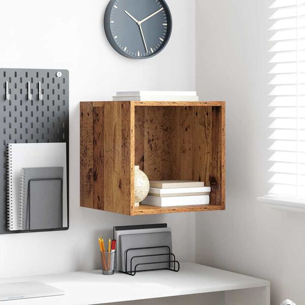 vidaXL Fali Szekrény polcokkal Öreg fa 37 x 37 x 37 cm Faanyag
