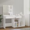 vidaXL magasfényű fehér szerelt fa LED-es fésülködőasztal szekrénnyel