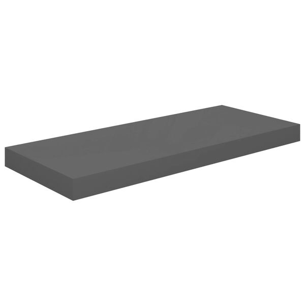 vidaXL 2 db magasfényű szürke MDF lebegő fali polc 60 x 23,5 x 3,8 cm