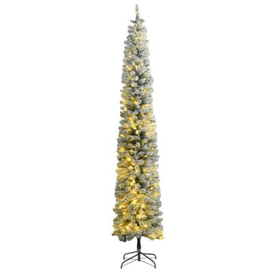 vidaXL vékony karácsonyfa 300 LED-del és hópehellyel 270 cm