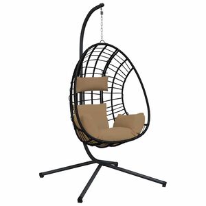 vidaXL t&oacute;psz&iacute;nű rattan &eacute;s ac&eacute;l f&uuml;ggő kagyl&oacute;sz&eacute;k &aacute;llv&aacute;nnyal