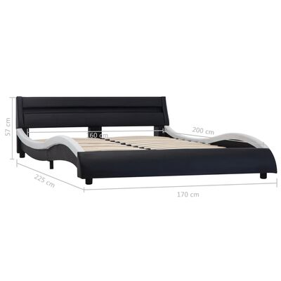 vidaXL fekete és fehér LED-es műbőr ágykeret 160 x 200 cm