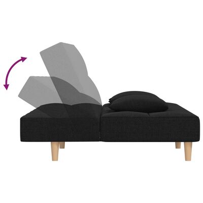 vidaXL fekete szövet kanapéágy két párnával és lábtartóval
