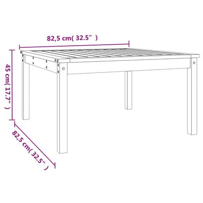 vidaXL tömör fenyőfa kerti asztal 82,5x82,5x45 cm