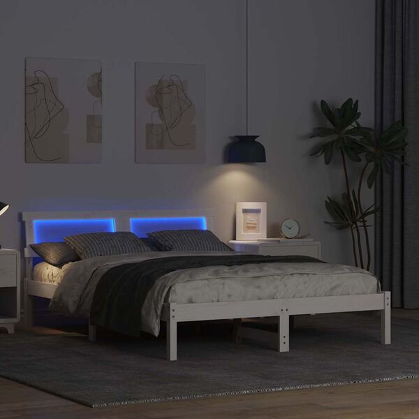 vidaXL &Aacute;gykeret fejt&aacute;ml&aacute;val Feh&eacute;r 120 x 190 cm T&ouml;m&ouml;r fenyőfa