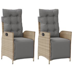 vidaXL 2 db vegyes b&eacute;zs polyrattan d&ouml;nthető kerti sz&eacute;k l&aacute;btart&oacute;val