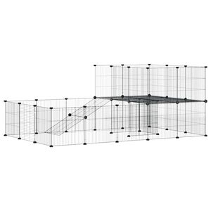 vidaXL 36 paneles fekete ac&eacute;l kis&aacute;llatketrec ajt&oacute;val 175 x 105 x 70 cm