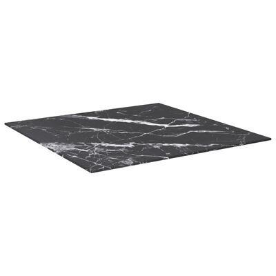 vidaXL fekete edzett üveg asztallap márványdizájnnal 70 x 70 cm 6 mm