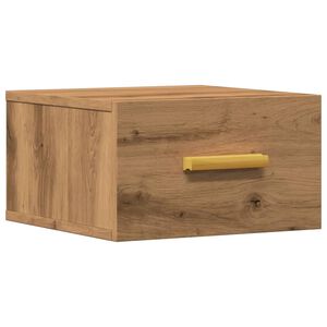 vidaXL k&eacute;zműves t&ouml;lgy sz&iacute;nű falra szerelhető &eacute;jjeliszekr&eacute;ny 35x35x20cm