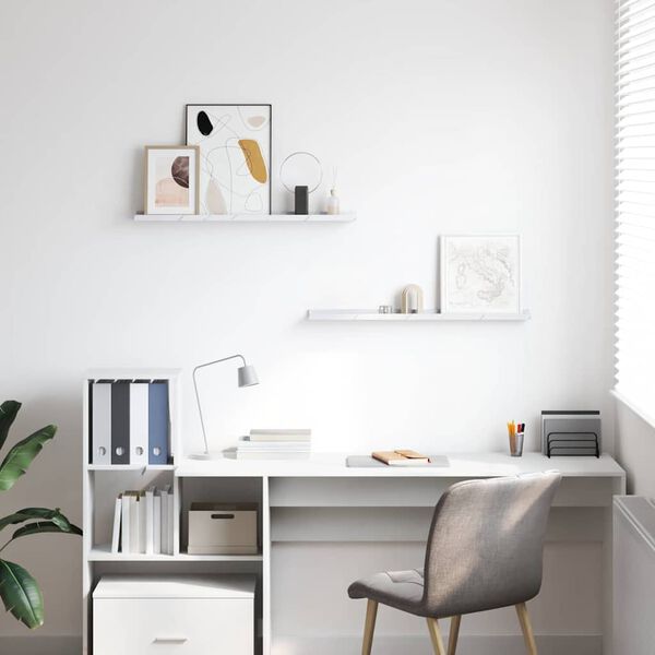 vidaXL Falpolc polcokkal 2 pcs Feh&eacute;r m&aacute;rv&aacute;ny 80 x 9 x 3 cm Faanyag