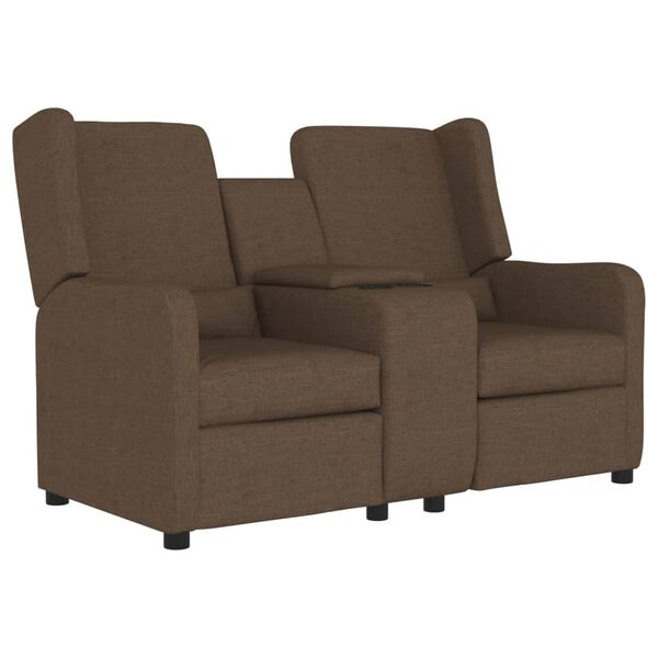 vidaXL k&eacute;tszem&eacute;lyes barna sz&ouml;vet d&ouml;nthető fotel poh&aacute;rtart&oacute;val