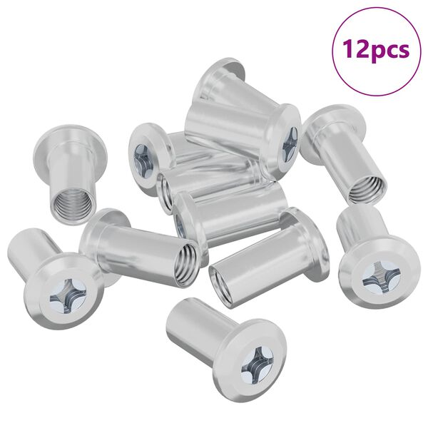 vidaXL Z&aacute;r&oacute; Anya 12 pcs Nikkel M6 x 15 mm Ac&eacute;l