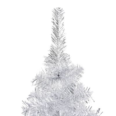vidaXL ezüstszínű PET megvilágított műkarácsonyfa állvánnyal 150 cm
