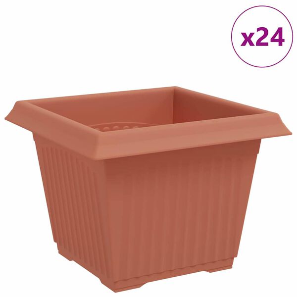 vidaXL N&eacute;gyzet Vir&aacute;gcser&eacute;p 24 pcs T&eacute;gla V&ouml;r&ouml;s 23 x 23 x 17,5 cm