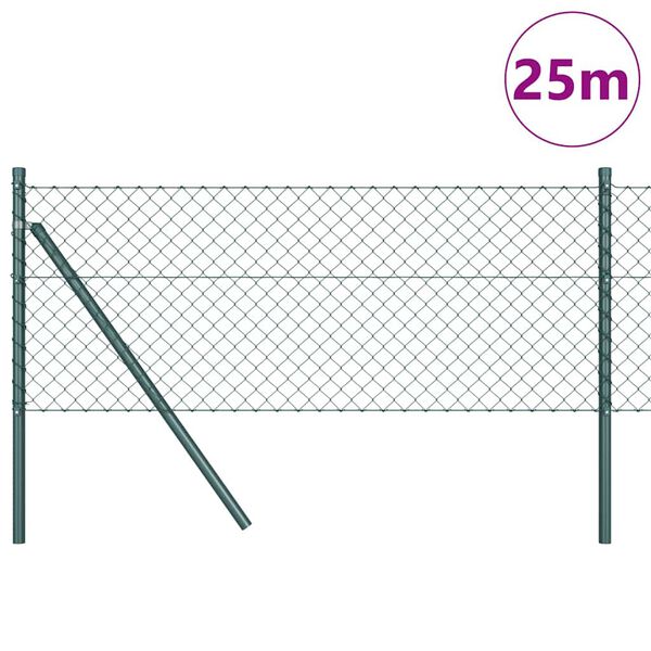 vidaXL Ker&iacute;t&eacute;soszlop Z&ouml;ld 25 x 0,8 m (40 x 40 mm h&aacute;l&oacute;) Ac&eacute;l &eacute;s PVC