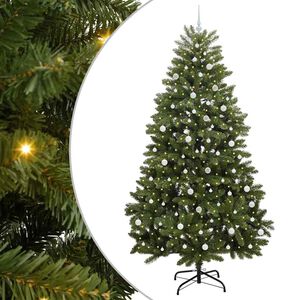 vidaXL Mű kar&aacute;csonyfa 240 cm 300 LED Meleg feh&eacute;r PVC &eacute;s Ac&eacute;l Z&ouml;ld