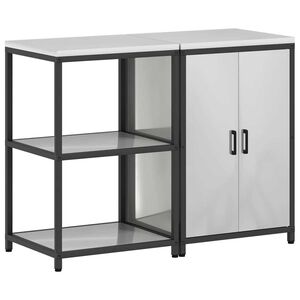 vidaXL Konyhai T&aacute;rol&oacute; K&eacute;szlet polcokkal 2 pcs Ez&uuml;st Horganyzott ac&eacute;l