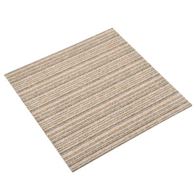 vidaXL 20 db csíkos bézs szőnyegpadlólap 5 m² 50 x 50 cm