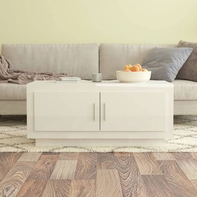 vidaXL magasfényű fehér szerelt fa dohányzóasztal 102 x 50 x 45 cm