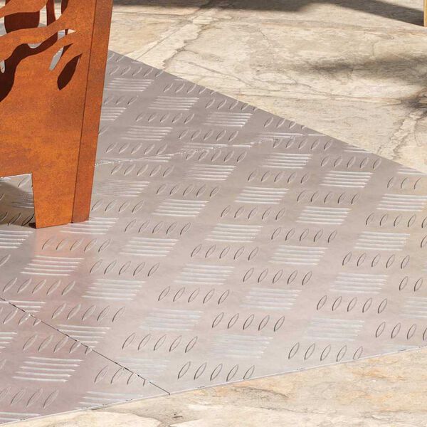 vidaXL L&eacute;pcsőfok N&eacute;gysz&ouml;gletes 4 pcs Ez&uuml;st 60 x 50 cm Alum&iacute;nium