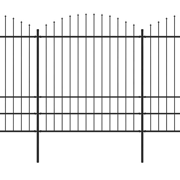 vidaXL fekete ac&eacute;lker&iacute;t&eacute;s l&aacute;ndzs&aacute;s tetejű szeg&eacute;llyel 1248 x 200 cm