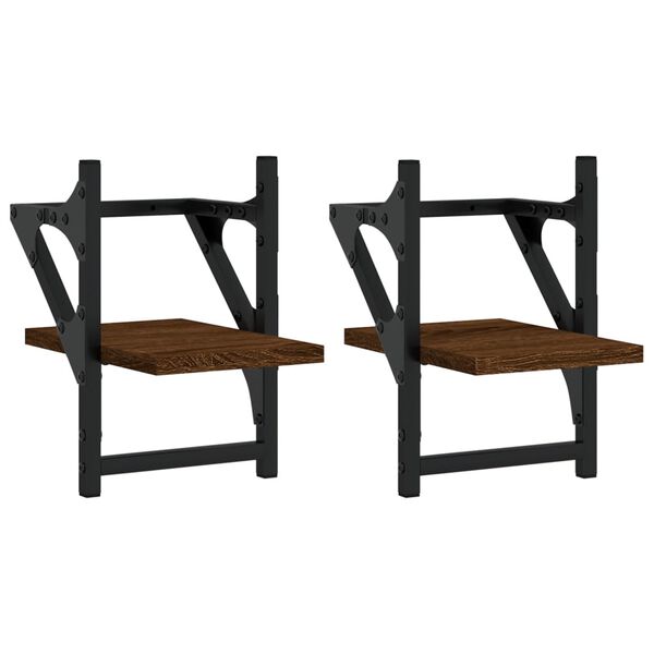 vidaXL 2 db barna tölgyszínű falipolc rúddal 20 x 25 x 30 cm