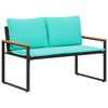 vidaXL pad p&aacute;rn&aacute;val Fekete &eacute;s T&uuml;rkiz 115 x 65 x 72 cm Rattan