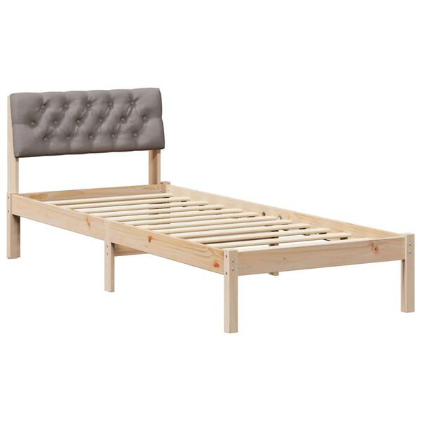 vidaXL Ágykeret fejtámlával Barna és taupe 75 x 190 cm Tömör fenyőfa