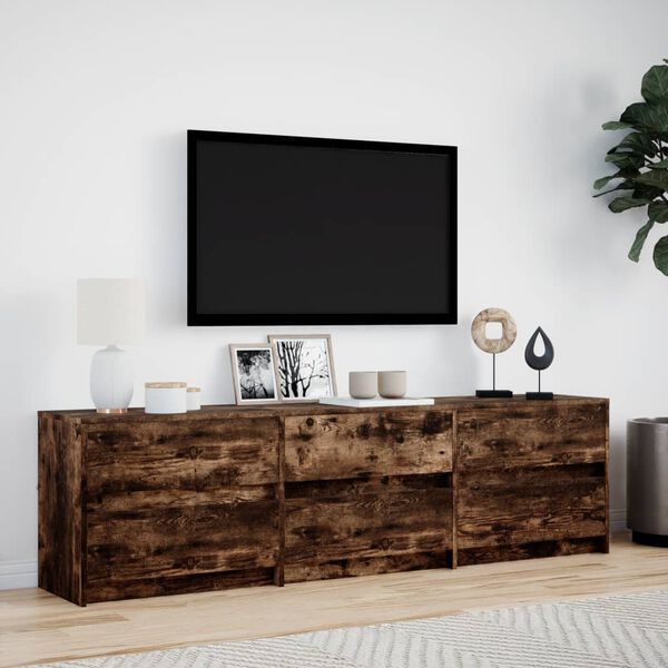 vidaXL füstös tölgy színű szerelt fa LED-es TV-szekrény 180x34x50 cm