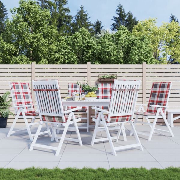 vidaXL 6 db piros kock&aacute;s sz&ouml;vet magas h&aacute;tt&aacute;ml&aacute;j&uacute; sz&eacute;kp&aacute;rna 120x50x3 cm