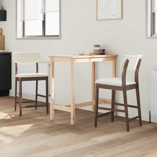 vidaXL &Eacute;tkező Sz&eacute;kek 2 pcs Vil&aacute;gos Barna 48 x 49 x 95 cm T&ouml;m&ouml;r Gumi Fa