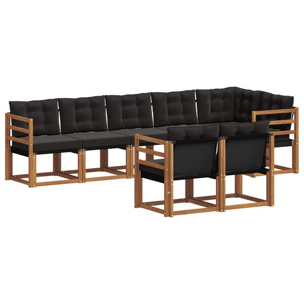 vidaXL K&uuml;lt&eacute;ri kanap&eacute; szett p&aacute;rn&aacute;val 8 pcs Term&eacute;szetes &eacute;s fekete